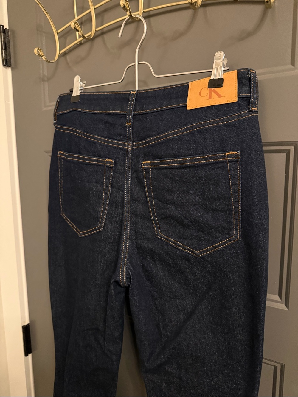 Calvin Klein High-Rise Flare Dark Blue Women's Jeans - Picture 6 of 7